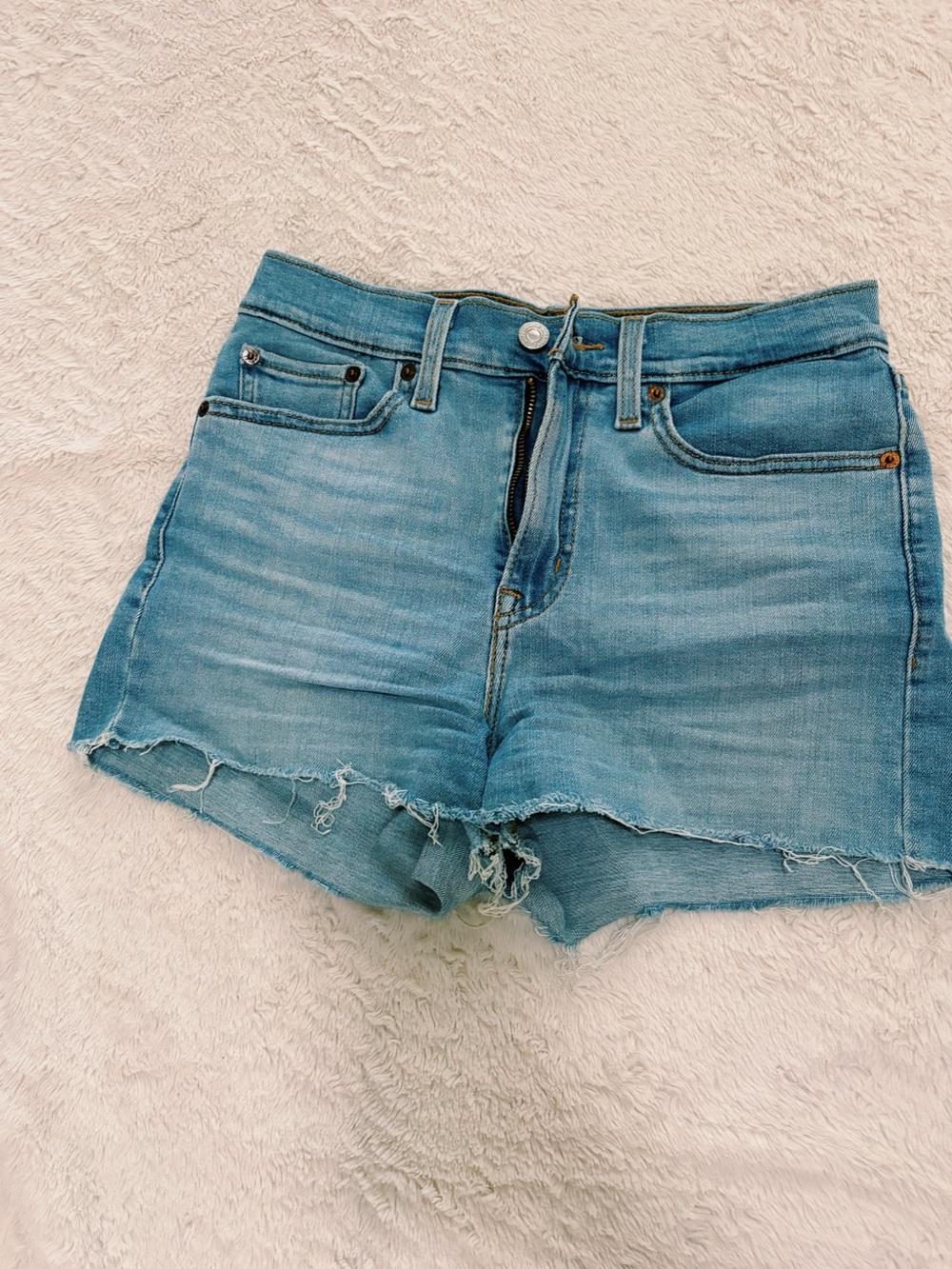 Light Blue Denim Women's High-Rise Cutoff Shorts